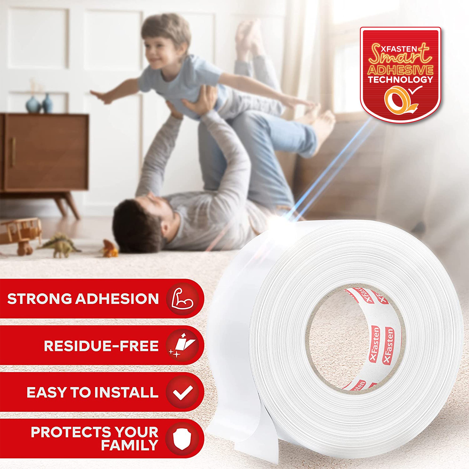 XFasten Double Sided Carpet Tape 3 Inches x 20 Yards