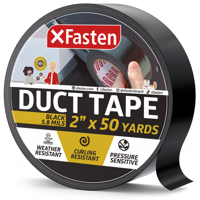 XFasten Duct Tape 2 Inches x 50 Yards (Black)