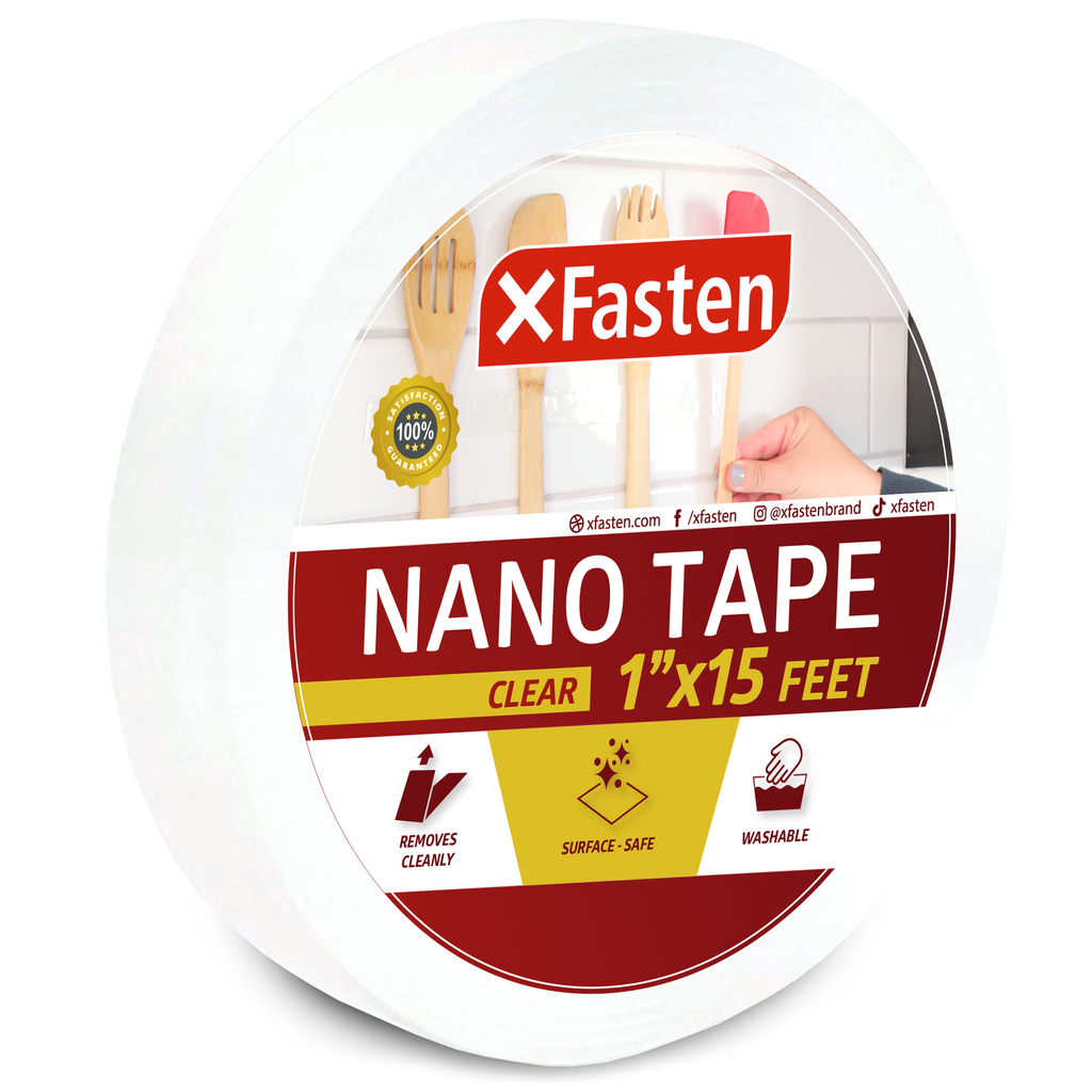 XFasten Reusable Nano Tape, 0.6 Inch x 10-Foot & 1.5 Inch x 10 Foot