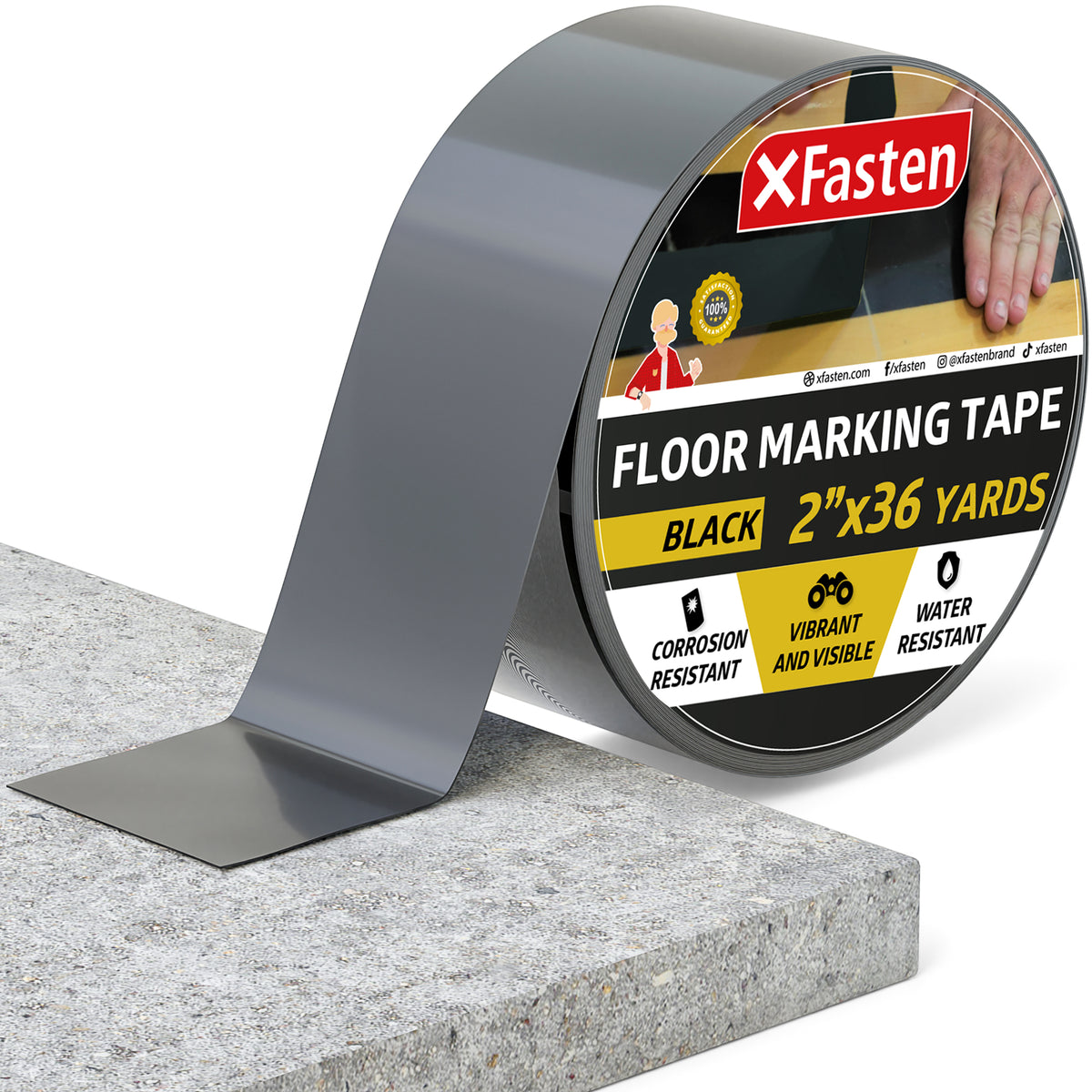 Standard positur mønster XFasten Floor Marking Vinyl Tape, 2 Inches x 36 Yards 6 Mils Thick