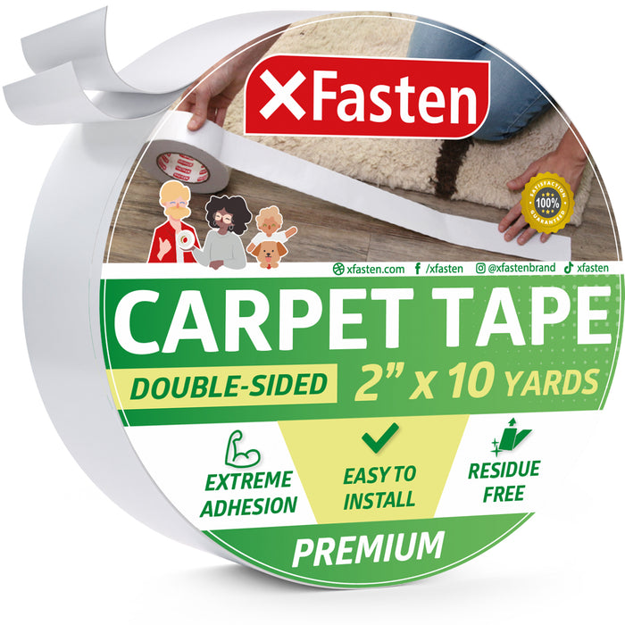 XFasten Double Sided Carpet Tape | 2 Inches x 10 Yards