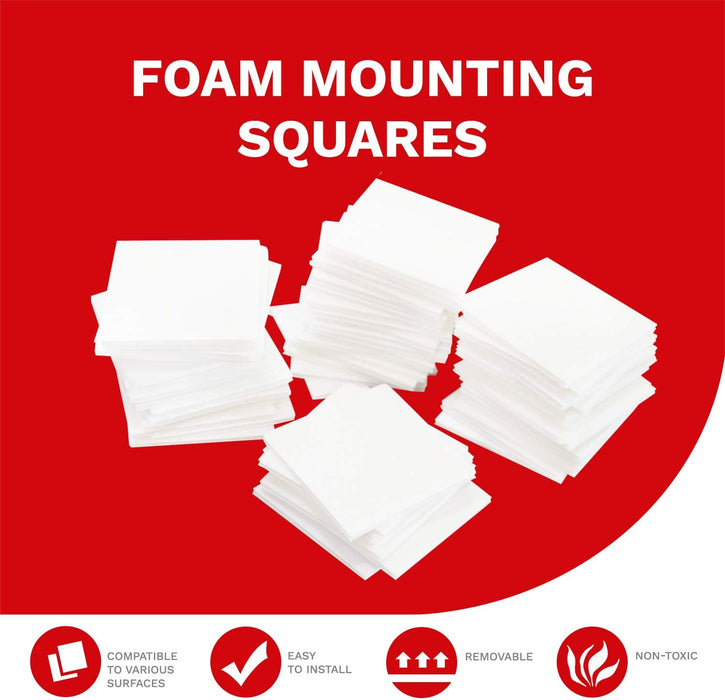 XFasten Adhesive Mounting Squares | 1 Inch | 80-Pack