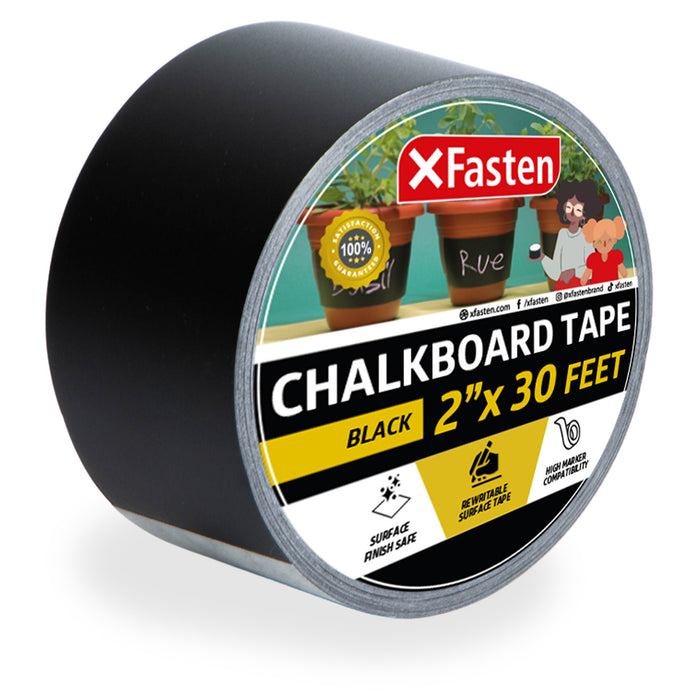 XFasten Black Chalkboard Tape, 2-Inch x 30-Foot