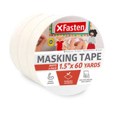 XFasten Masking Tape White, 1.5 Inches x 60 Yards, Pack of 3