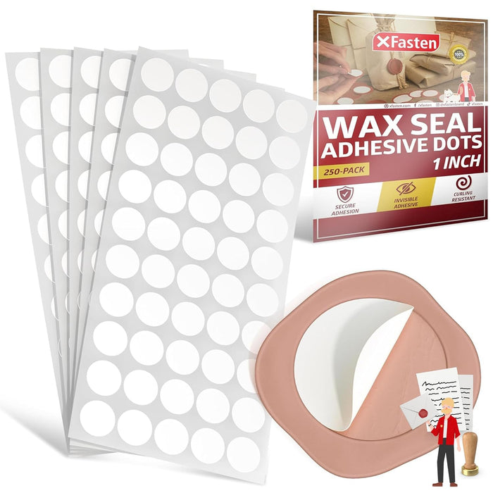 XFasten Adhesive Wax Seal Stickers 250pcs Durable, Easy-to-Apply, Invisible Adhesive Double Sided Dots | Clear Double Sided Adhesive Dots Wax Seals for Wedding Invitations, Wax Stickers for Envelopes