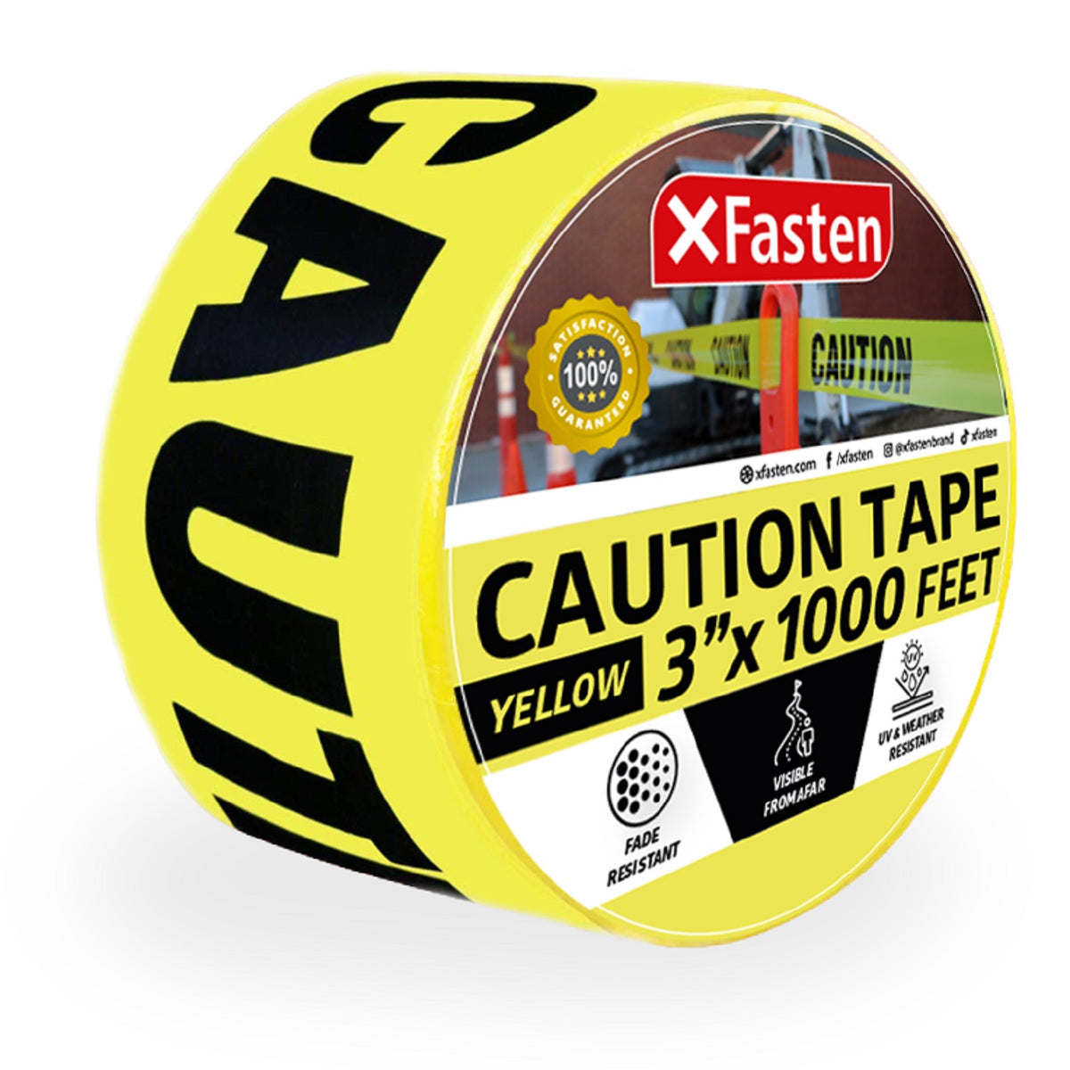 XFasten Caution Tape | 3 Inches x 1000 Foot | Yellow