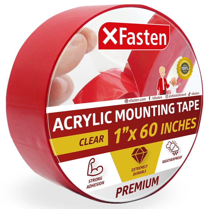 XFasten Acrylic Mounting Tape |  1 Inch x 60 Inches | Clear