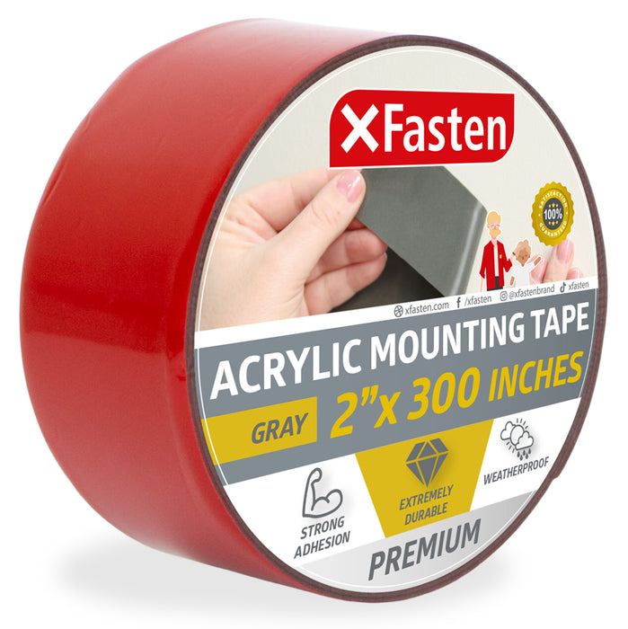 XFasten Acrylic Mounting Tape | 2 Inches x 300 Inches | Gray