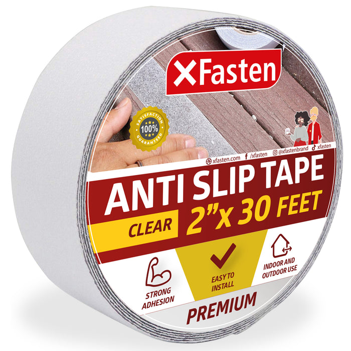 XFasten Anti Slip Tape | 2 Inches x 30 Foot | Clear