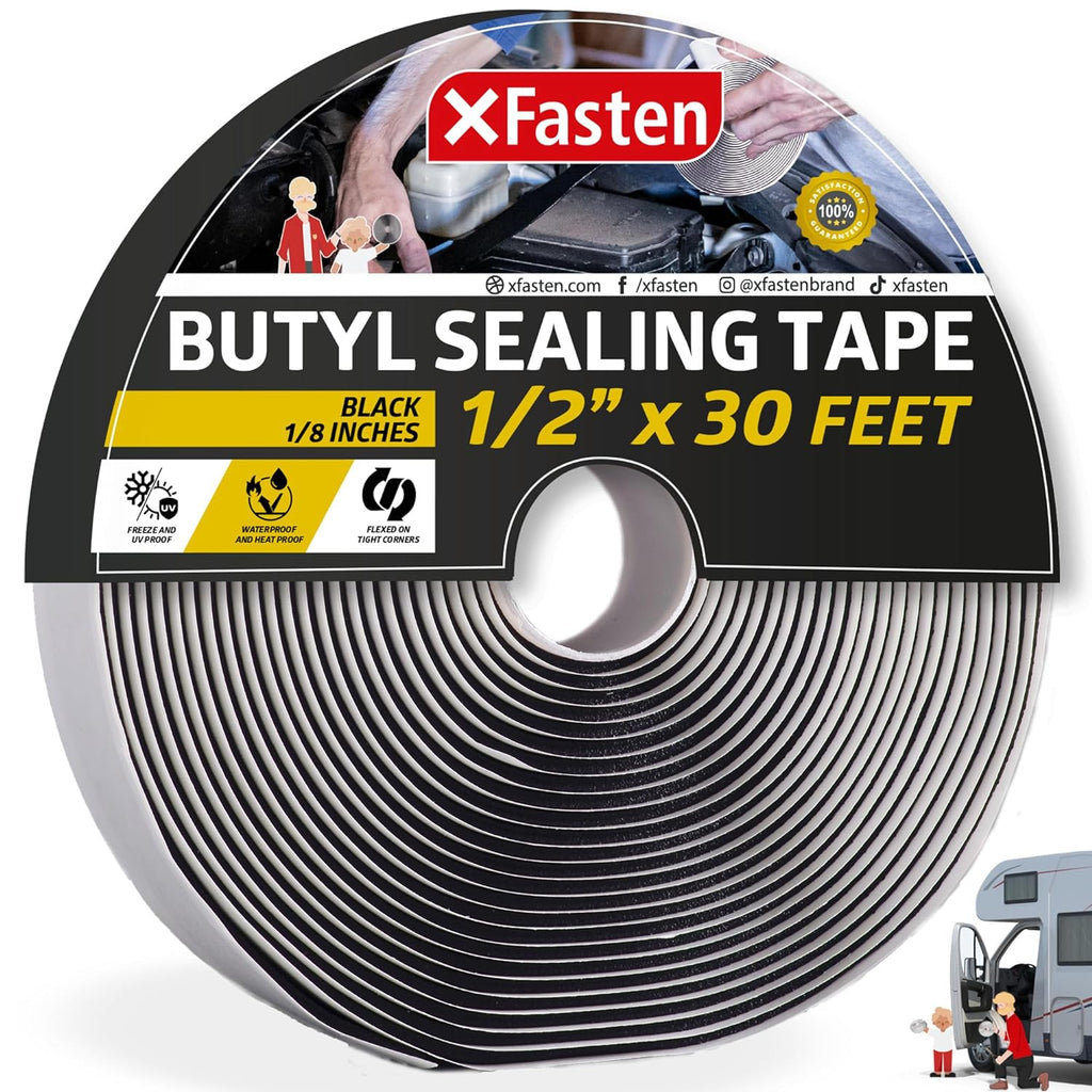 thumbnail image 2 of XFasten Black Butyl Tape - 1/2" X 30 Ft X 1/8", Waterproof Sealant For RV, Auto, Roof, Window Repairs 2 of 9