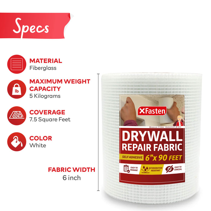 XFasten Drywall Repair Tape, 6-Inch by 90-Foot