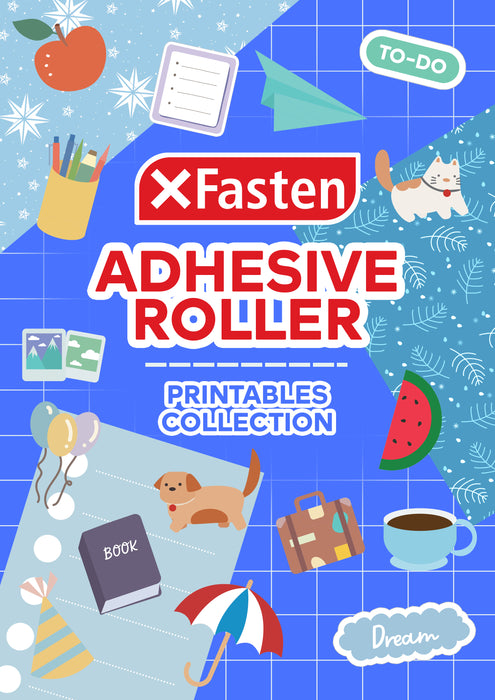XFasten Adhesive Roller Collection FREE Printable Stickers, 13 Printable Sticker Sheets, Scrapbook Starter Kits for Adults, Journaling Aesthetic, Scrapbook Supplies