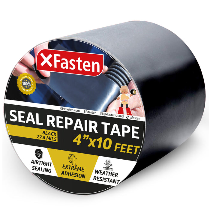 XFasten Seal Repair Tape, Black, 4-Inch x 10-Foot