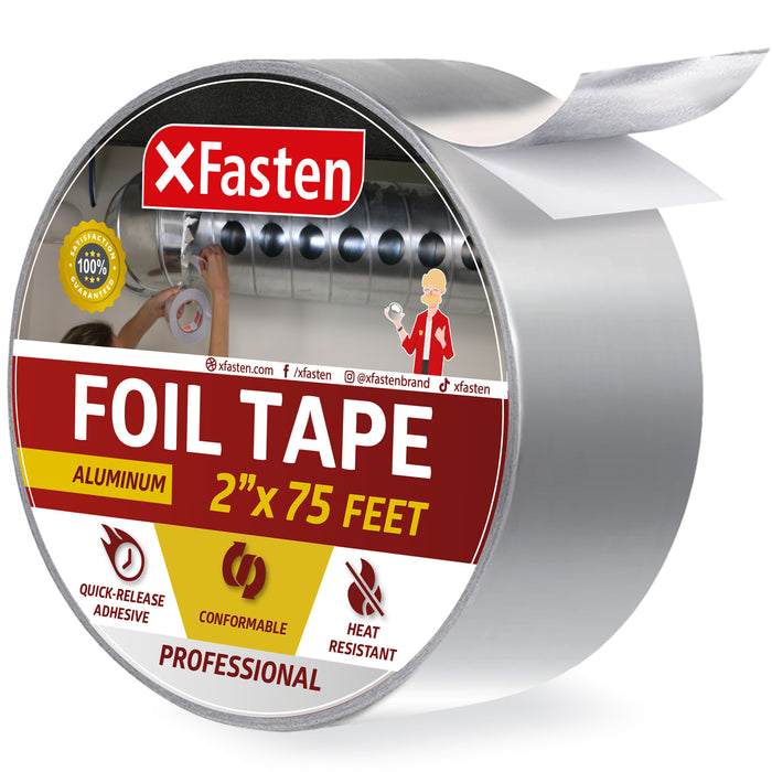 XFasten Aluminum Foil Tape 2 Inches x 75 Feet