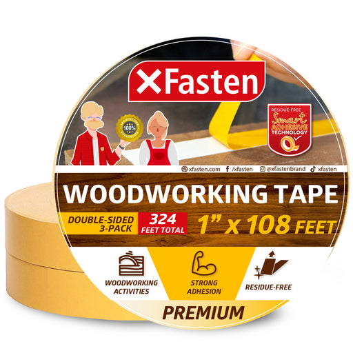 XFasten Tear-by-Hand Double Sided Tape, 3/4-Inch by 20-Yards (3-Pack), Easy  T