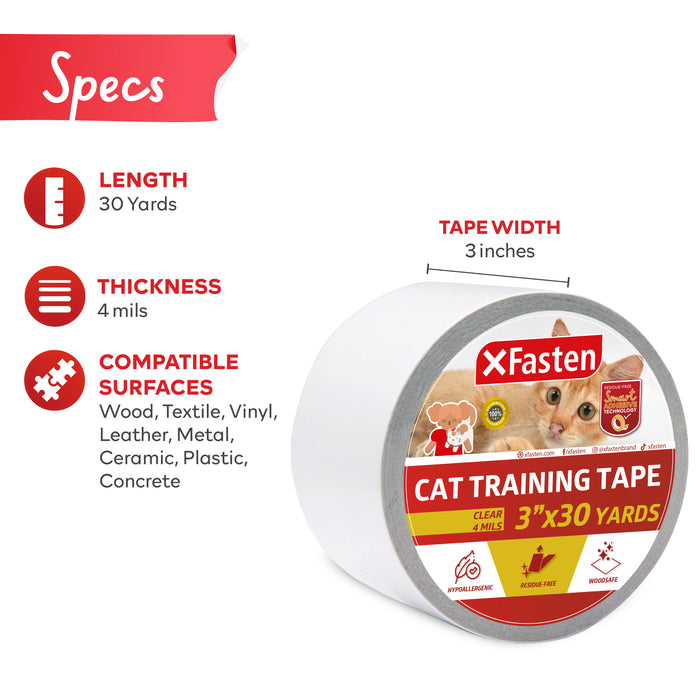 XFasten Anti-Scratch Cat Training Tape, 3-Inches x 30-Yards