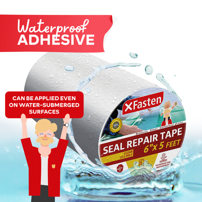 XFasten Seal Repair Tape, Clear, 6-Inch x 5-Foot