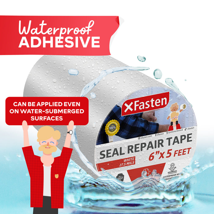 XFasten Seal Repair Tape, White, 6-Inch x 5-Foot