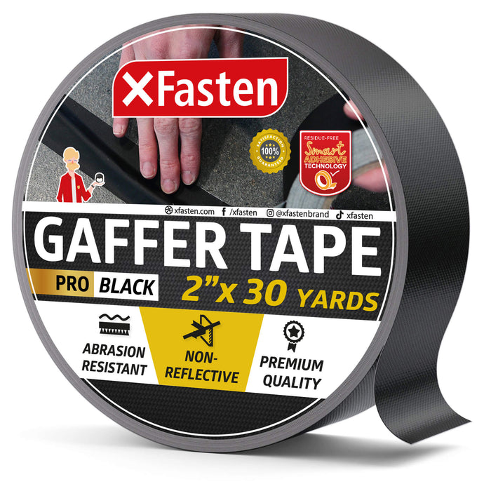 XFasten Professional Grade Gaff Tape | 2 Inches x 30 Yards | Black