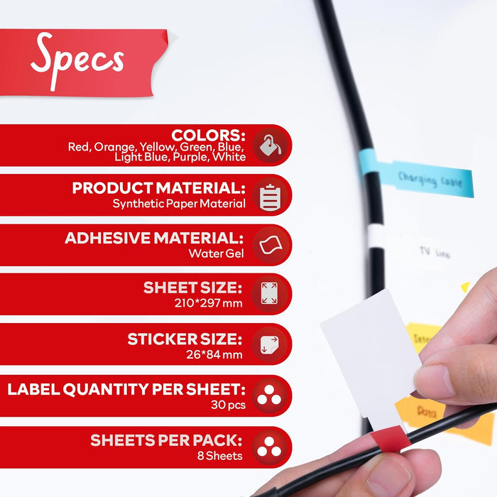 XFasten Cable Labels Tags for Cable Management 240 pcs Waterproof Cord