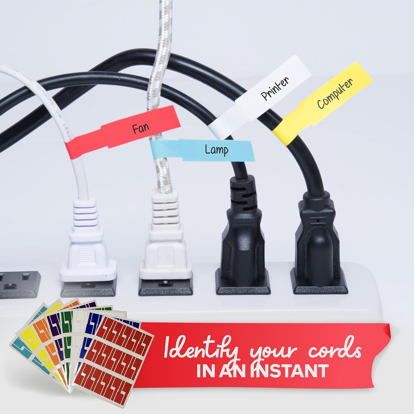 XFasten Cable Labels Tags for Cable Management 240 pcs Waterproof Cord