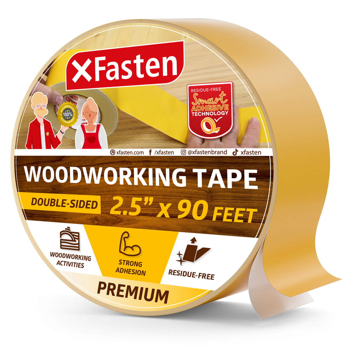 XFasten Double Sided Woodworking Tape 2.5 Inches x 30 Yards Bundle with  Woodworking Tape 1 Inch by 36 Yards (3-Pack) - Double Face Woodworker  Turner's