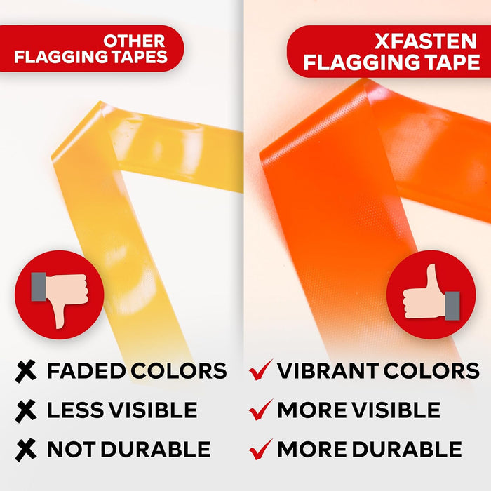 Flaaging XFasten Fluorescent Flagging Tape Assorted Colors 12-Pack Colorfast Su