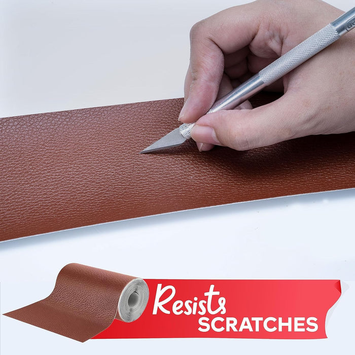 XFasten Brown Leather Tape 3 x 60 inch Premium Color-Match Tech Leather Repair Kit for Car Seat, Couch, Furniture | Non-Fraying Residue-Free Self Adhesive Leather Repair Patch for Sofa