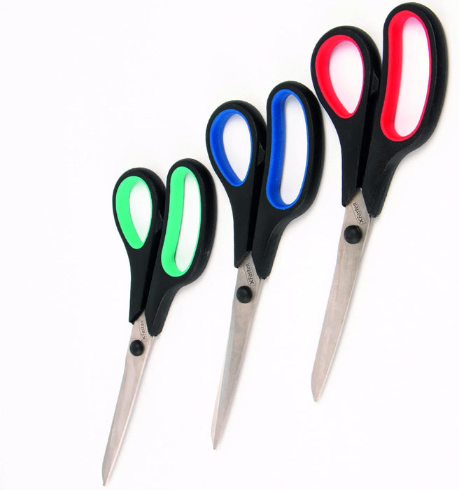 XFasten Premium Office and School Scissors | 8 Inches | Multicolor | Set of 3