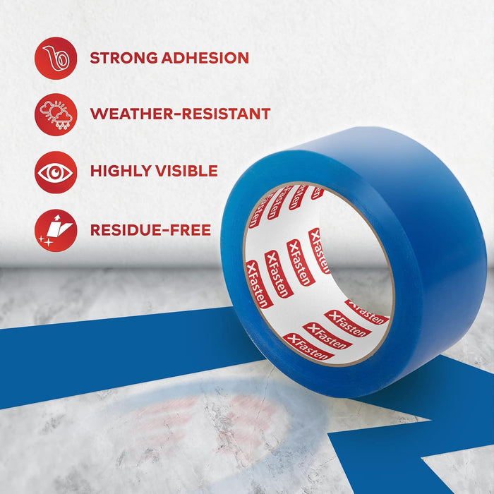 XFasten Floor Marking Vinyl Tape, Blue, 2 Inches x 36 Yards 6 Mils Thick