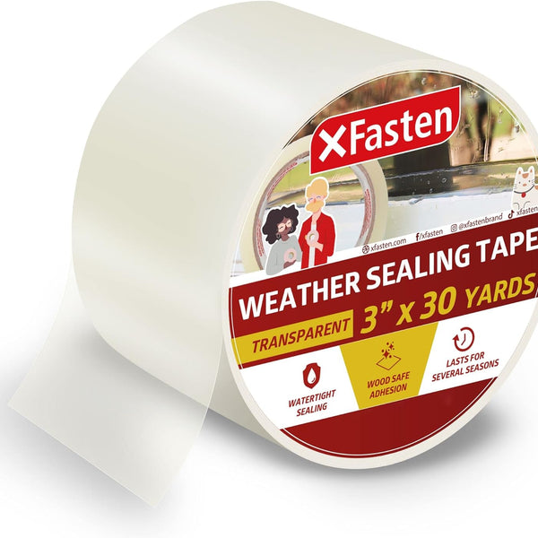 XFasten Transparent Weather Sealing Tape | 3 Inches x 30 Yards