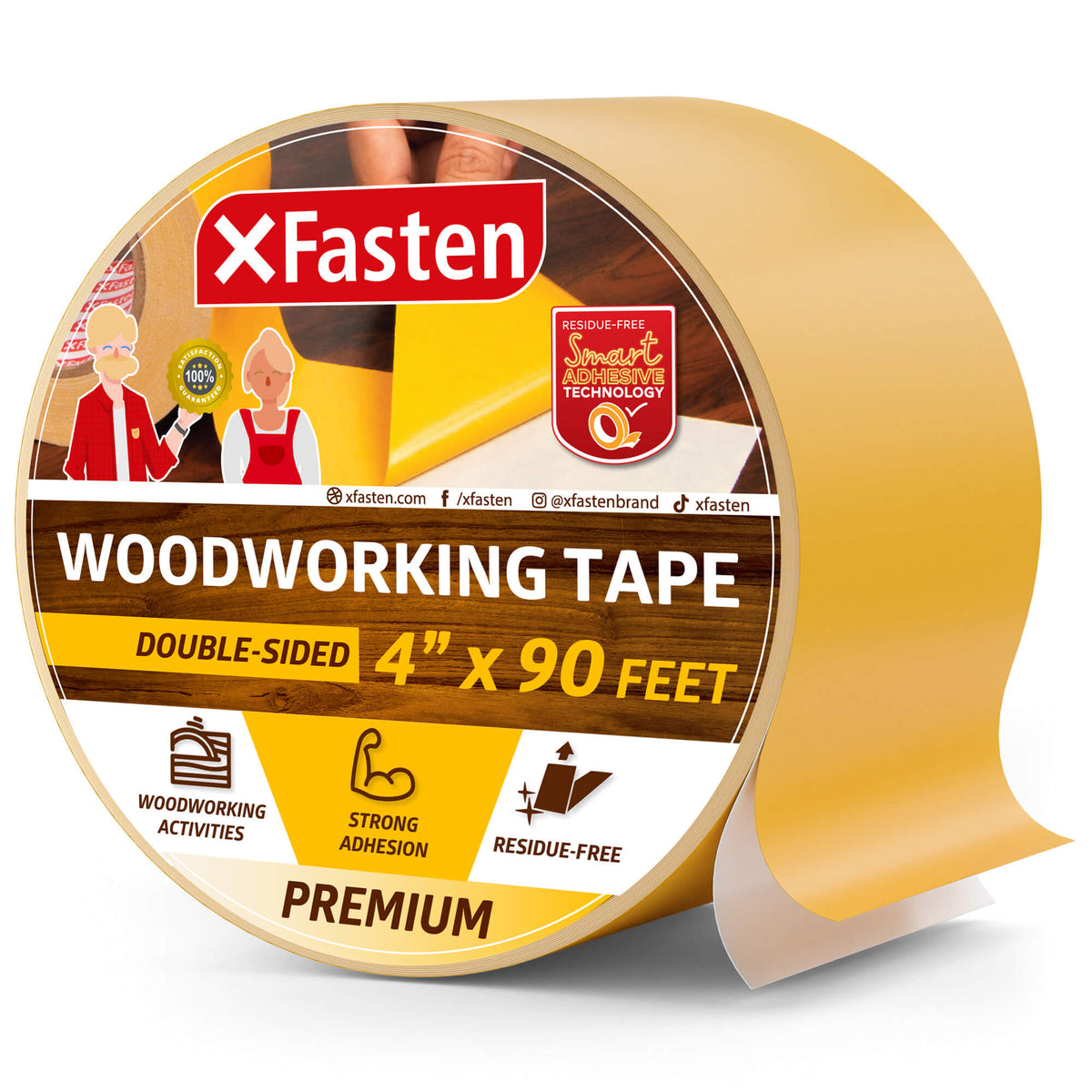 Xfasten Double Sided Tape For Scrapbooking, 8Mm X 30Ft 4-Pack