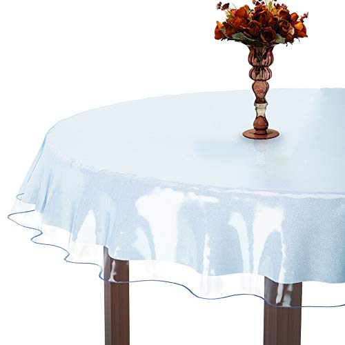 XFasten Heavy Duty Round Table Cover Protector | 0.3mm Thick | 70 Inches | Clear