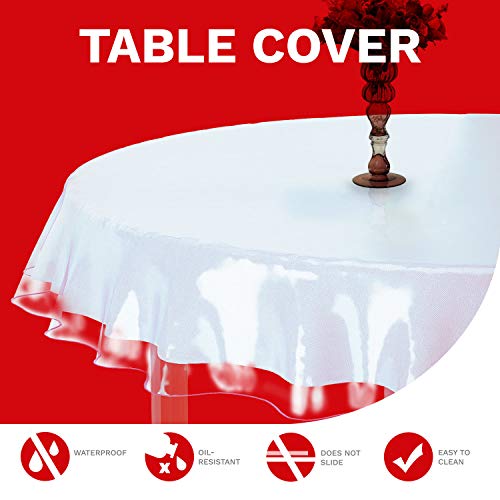 XFasten Heavy Duty Round Table Cover Protector | 0.3mm Thick | 70 Inches | Clear