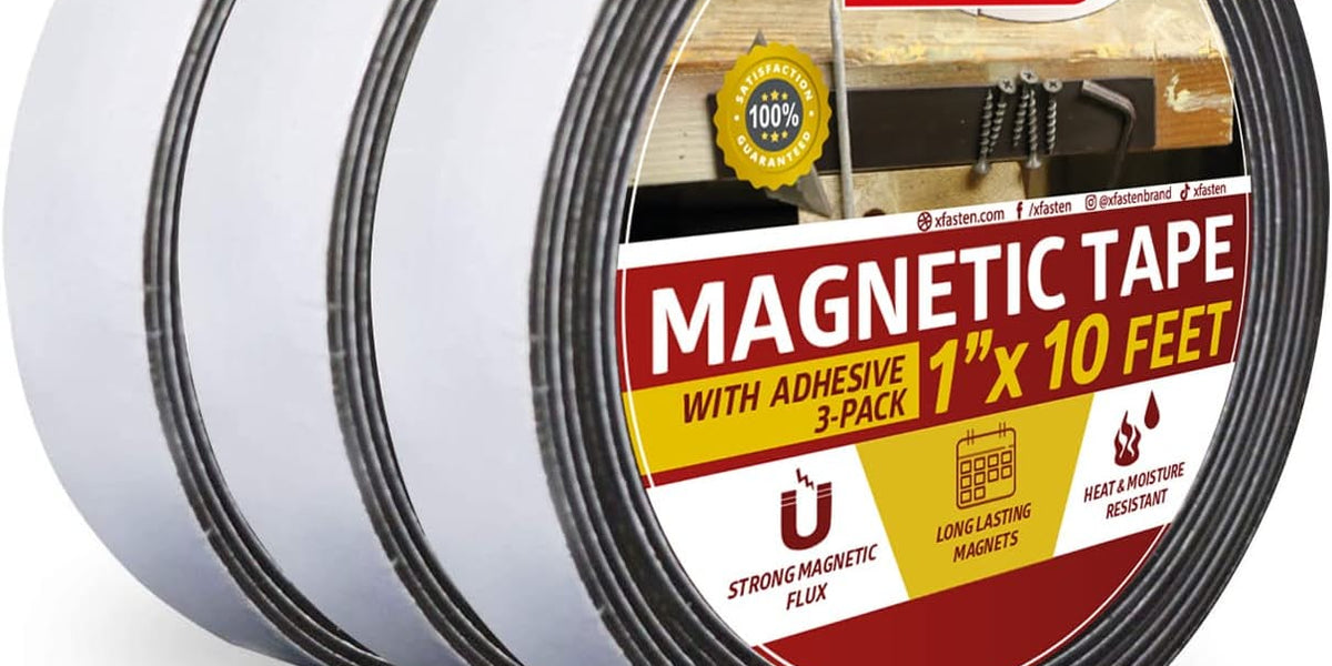 1/2-Inch X 10-Foot, Pack of 3 Strong Magnetic Tape Roll, Sticky Magnetic  Strips