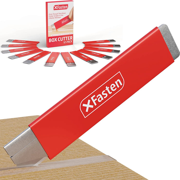 XFasten Retractable Box Cutter with Safety Scraper (Set of 12)