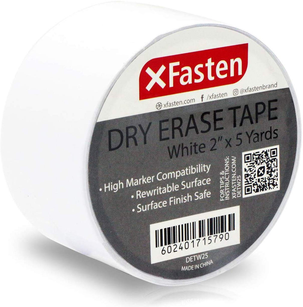 XFasten Dry Erase Tape White 2-Inch x 15-Feet Zero Smudging Ghosting-Free  Whiteboard Tape, Reusable Dry Erase Labels for Storage Bins, Sentence  Strips
