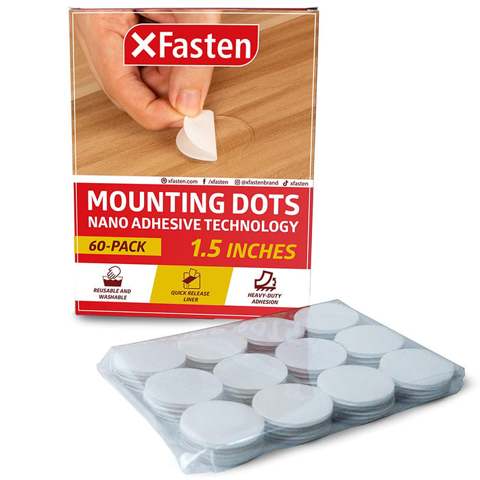 XFasten Acrylic Adhesive Mounting Dots | 1.5 Inch | 60-Pack