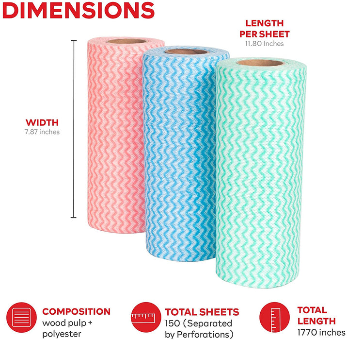 XFasten Disposable Kitchen Towels | 11.8 Inches x 7.87 Inches| Red, Green, Blue | Set of 3