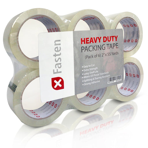 XFasten Heavy Duty Clear Packing Tape, 2-Inch x 55-Yard, Pack of 6 - XFasten