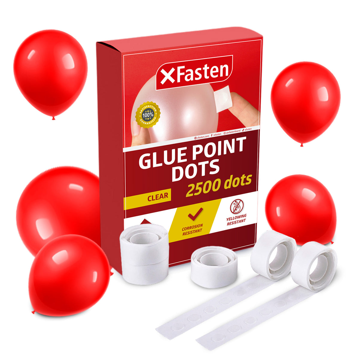 XFasten Balloon Glue Point Dots Clear, Removable, 2500 Pcs (25