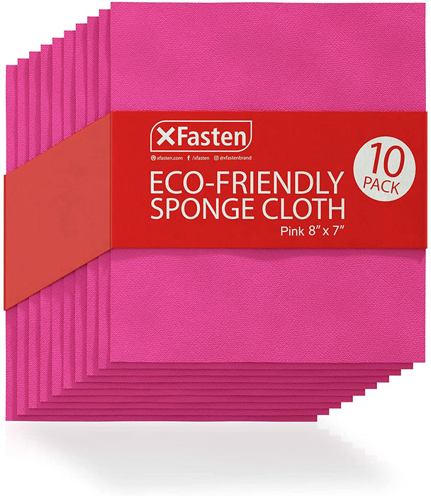 XFasten Eco-Friendly Swedish Sponge Dish Cloth | 8 Inches x 7 Inches | 10-Pack