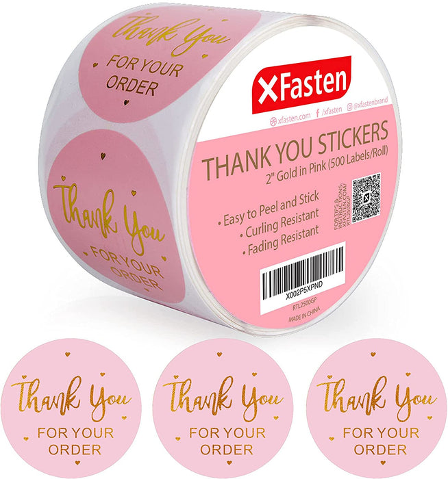 XFasten Thank You Stickers 2 Inches (500 Labels Per Roll)