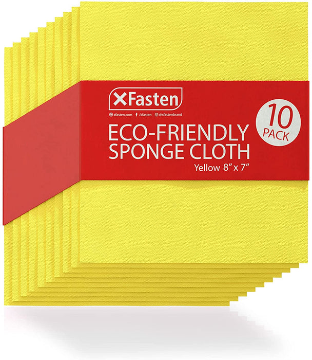 XFasten Eco-Friendly Swedish Sponge Dish Cloth | 8 Inches x 7 Inches | 10-Pack
